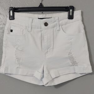 KanCan White Distressed Cuffed Jean Shorts 26